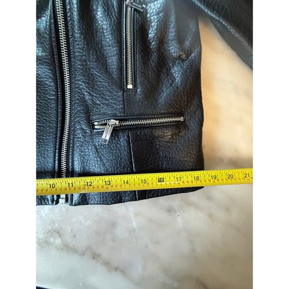 NWT Michael Michael Kors Black Faux Leather moto jacket Women's size L - Picture 10 of 16